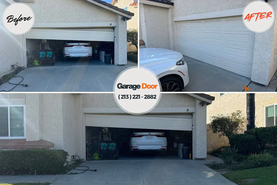 Before and after: garage door repair Postville, IA